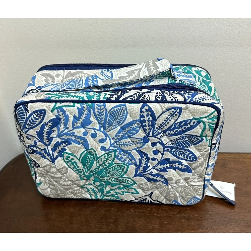 Vera Bradley Large Blush & Brush Makeup Case Santiago Cosmetics Bag NEW